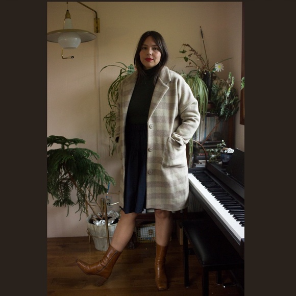 Valerie Dumaine Avel Coat - Size M - Brown Plaid - Picture 1 of 14